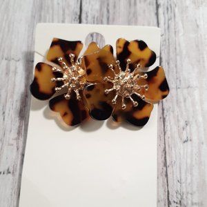 2 for $40/ Pair of animal print  flower earrings